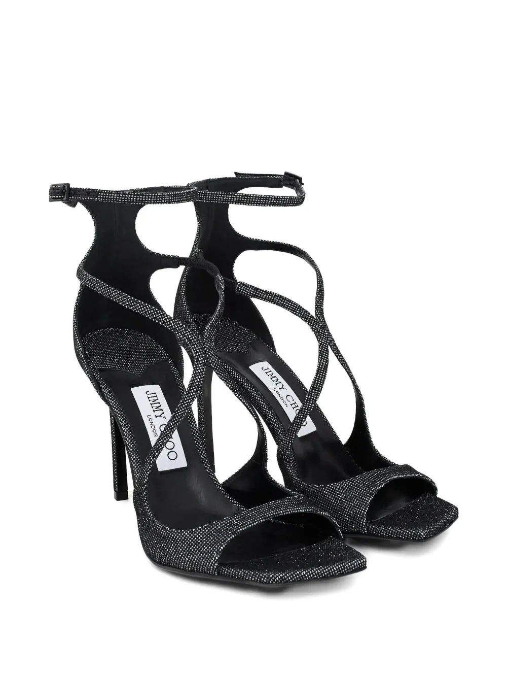 Jimmy Choo 95mm Azia Crystal-embellished Sandals In Black