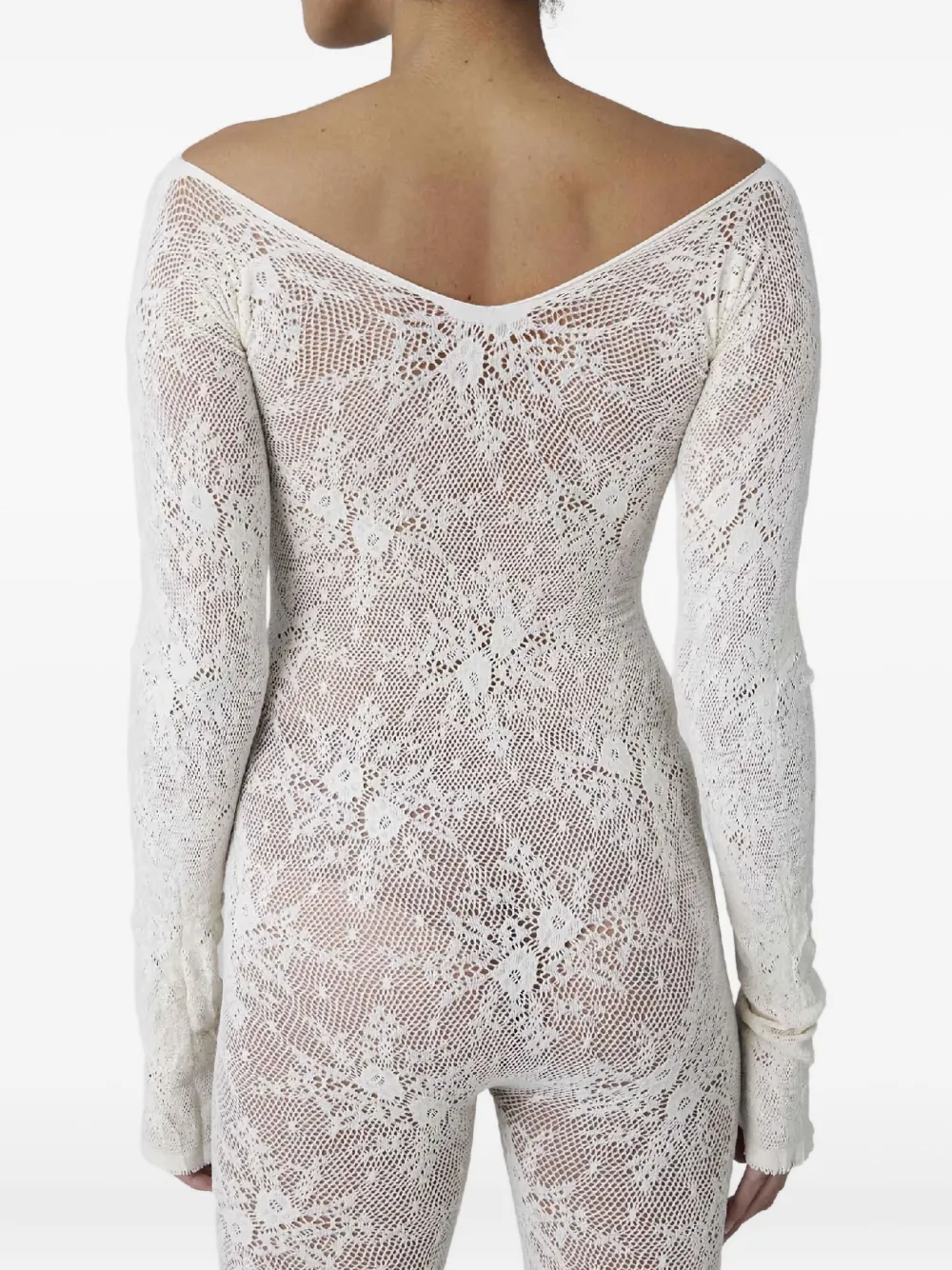 Swedish Stockings Rosa Lace Long-sleeved Jumpsuit In White