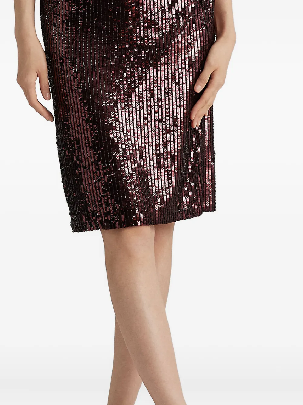 Ralph Lauren Sequin Mini Pencil Skirt In Burgundy