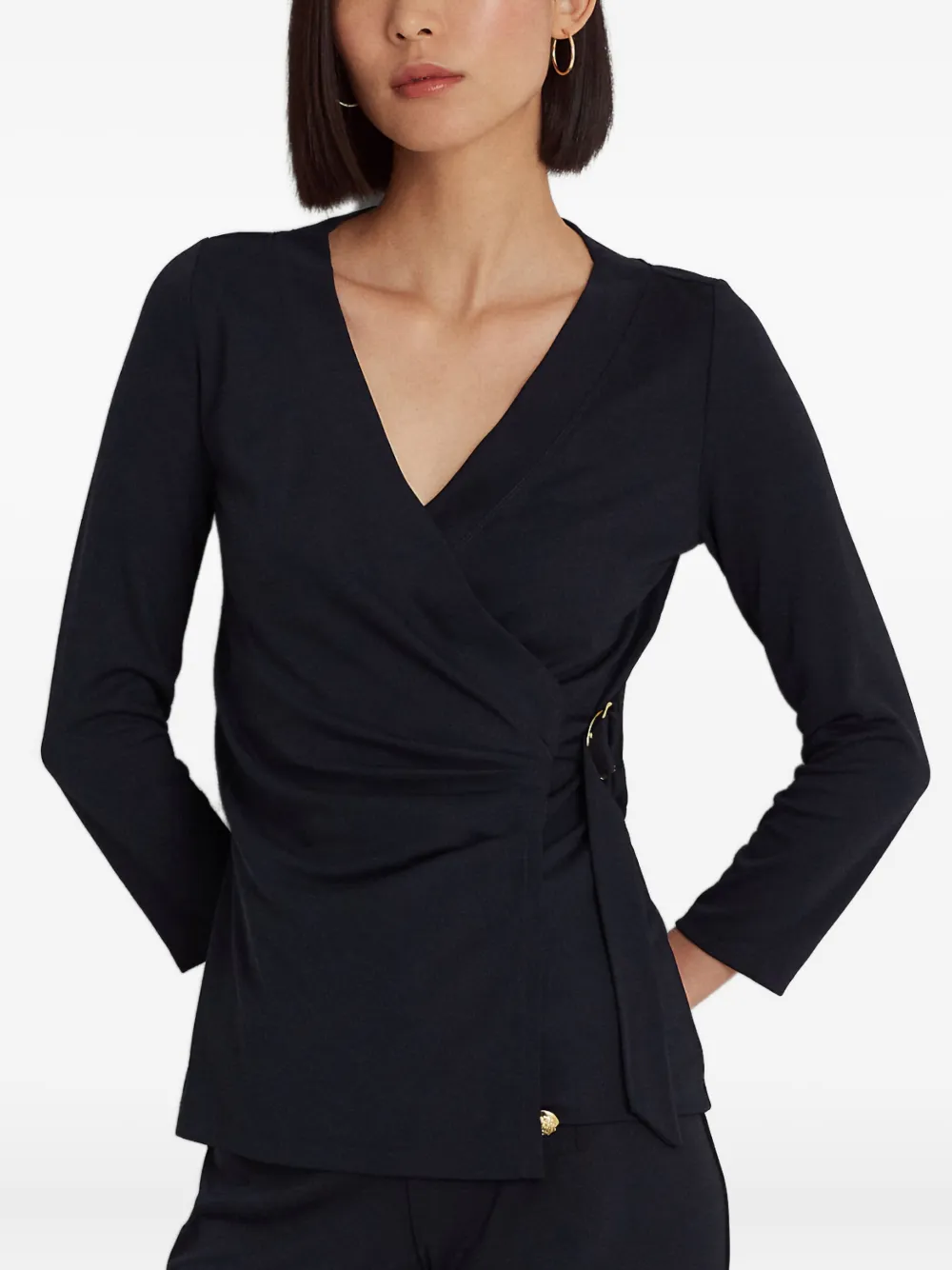 Ralph Lauren Wrap-tie Blouse In Blue