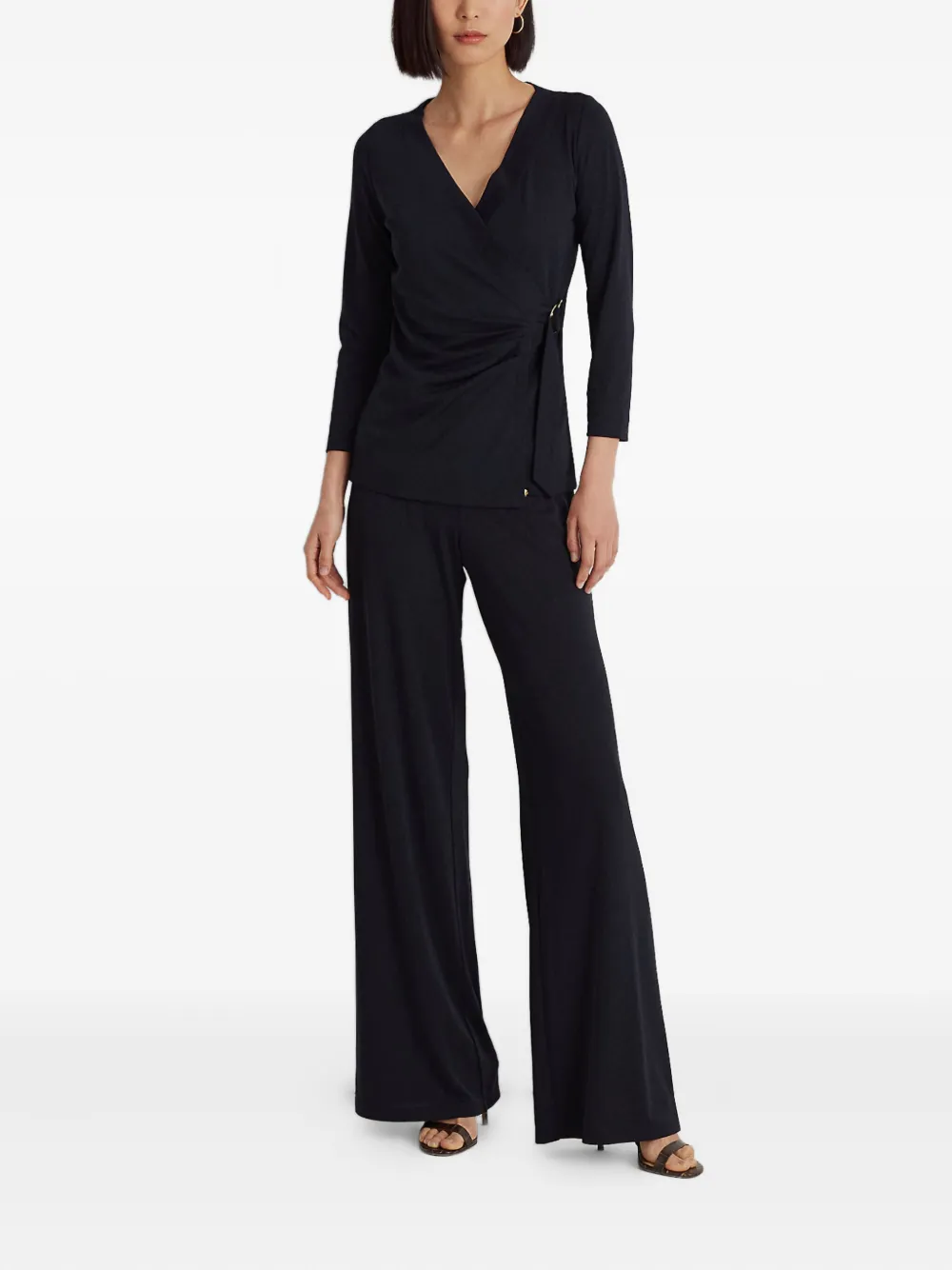 Ralph Lauren Wrap-tie Blouse In Blue