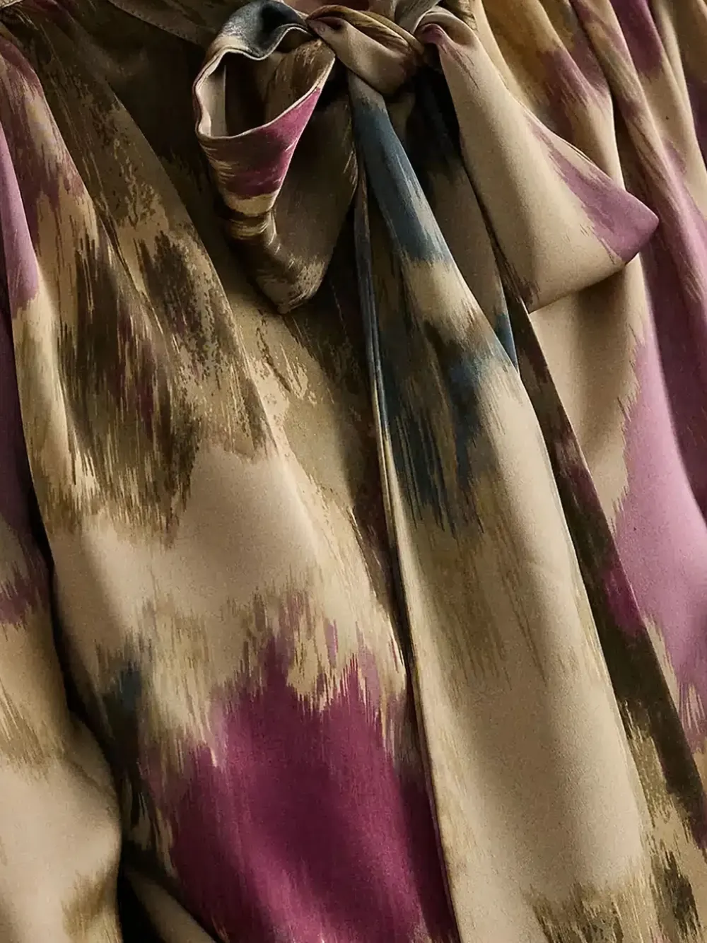 Ralph Lauren Tie-neck Printed Blouse In Brown