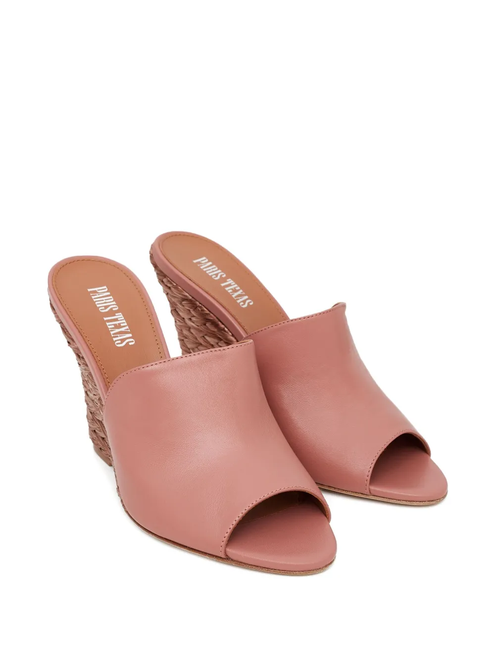 Paris Texas Raffia Wedge Sandals In Pink