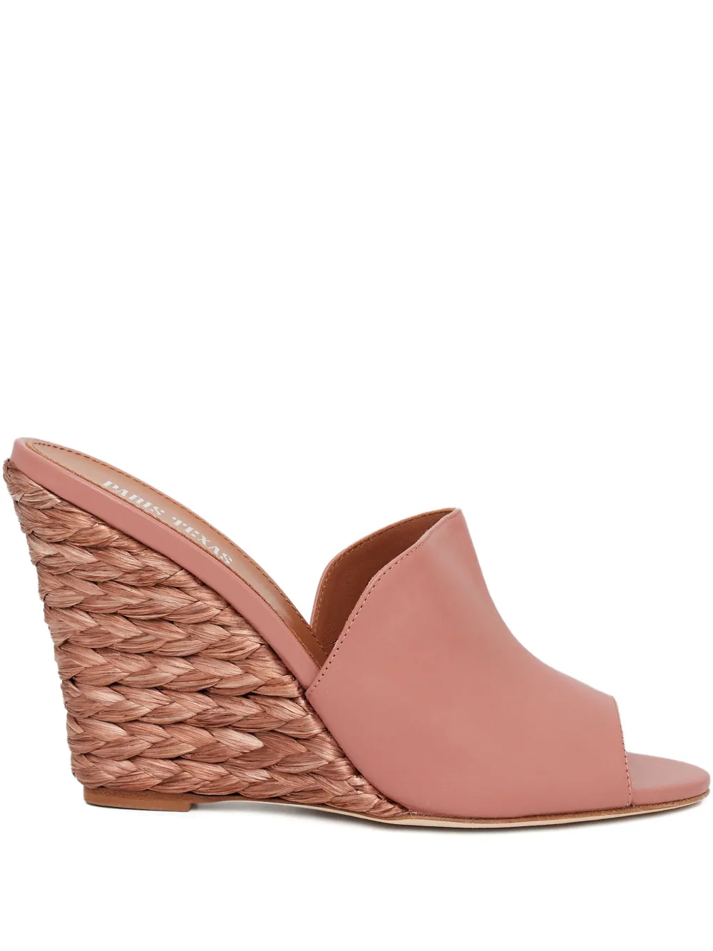 Paris Texas Raffia Wedge Sandals In Pink