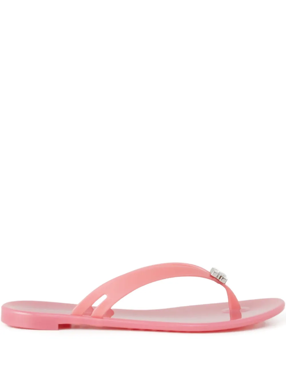 Casadei Jelly Crystal Logo Flip-flops In Pink