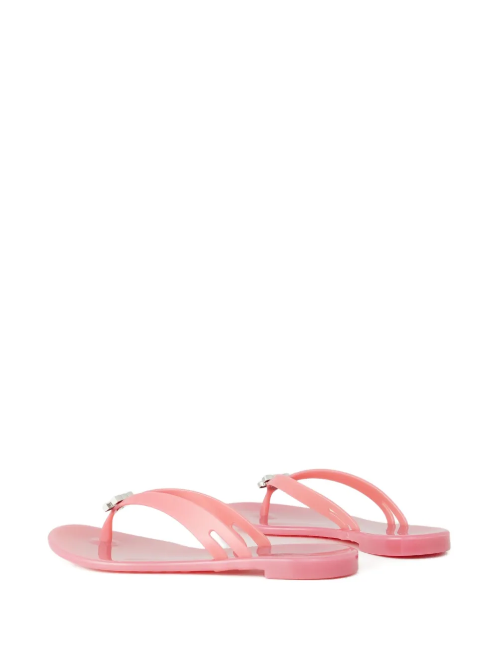 Casadei Jelly Crystal Logo Flip-flops In Pink