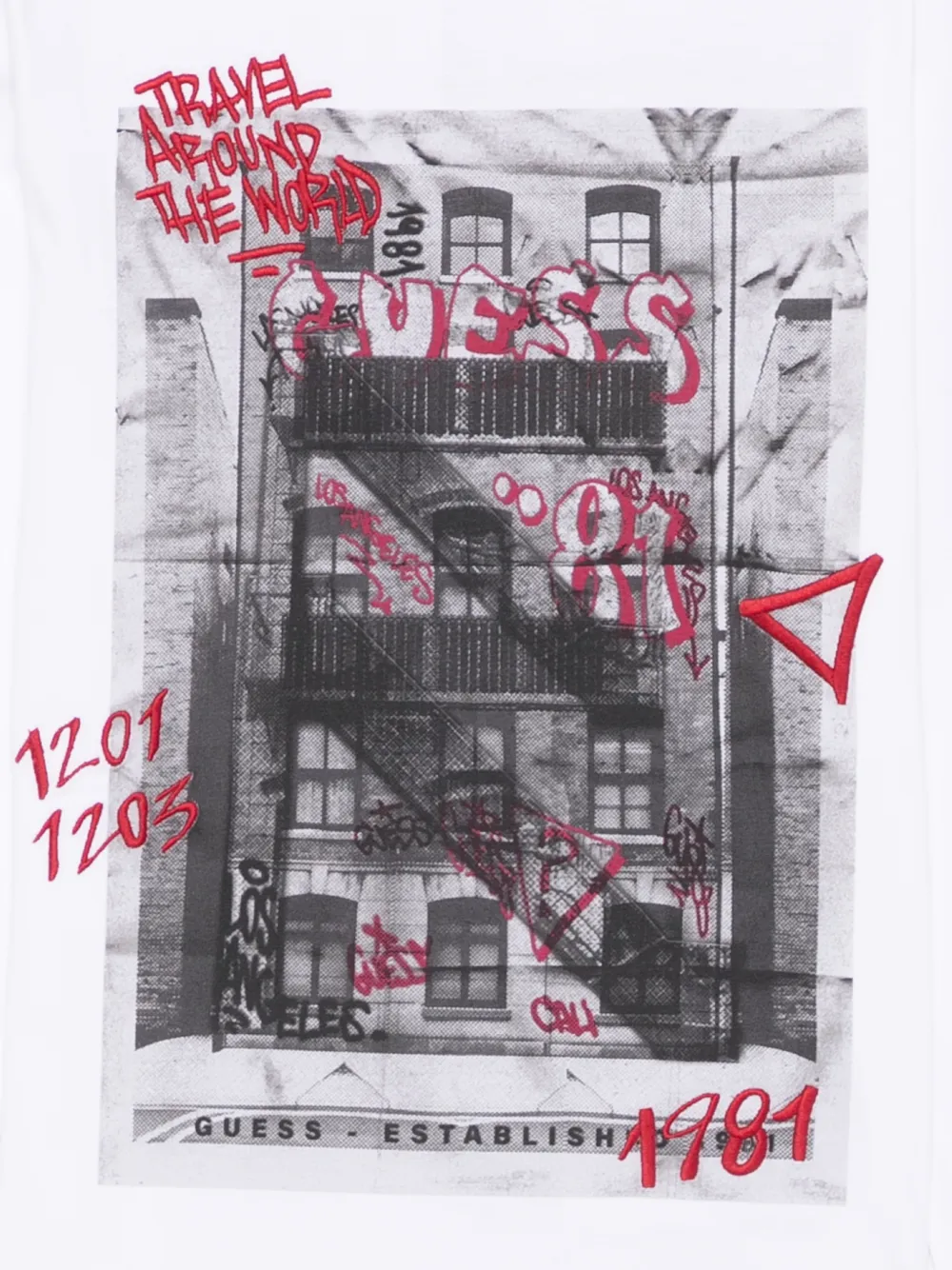 Guess Logo-print Embroidered Top In White