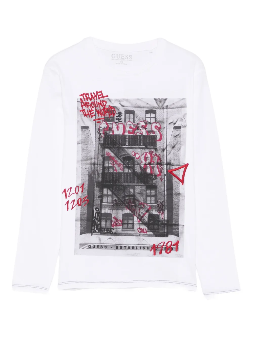 Guess Logo-print Embroidered Top In White