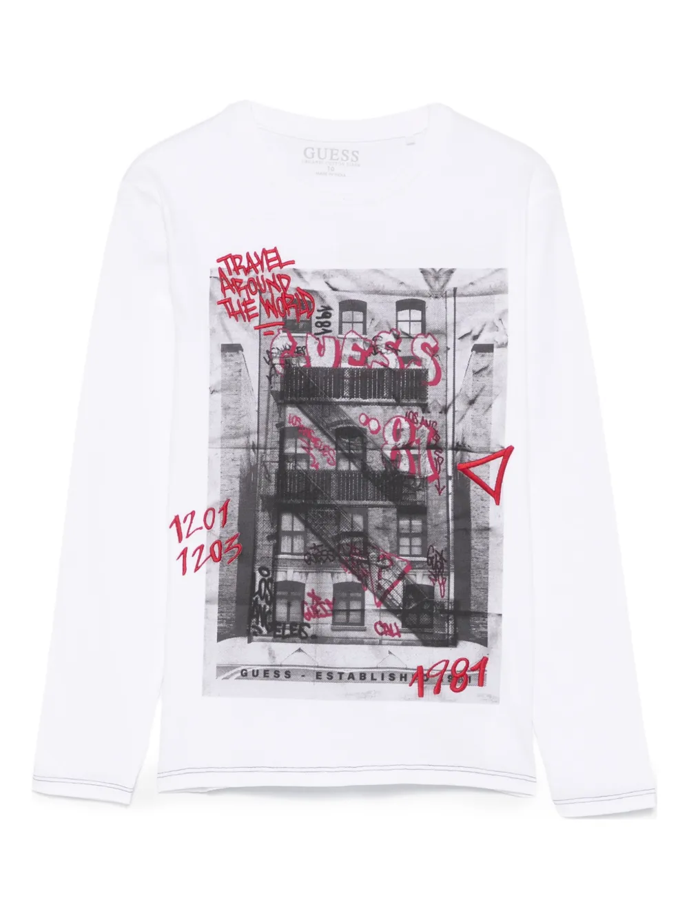 guess kids logo-print embroidered top | White | Image 1