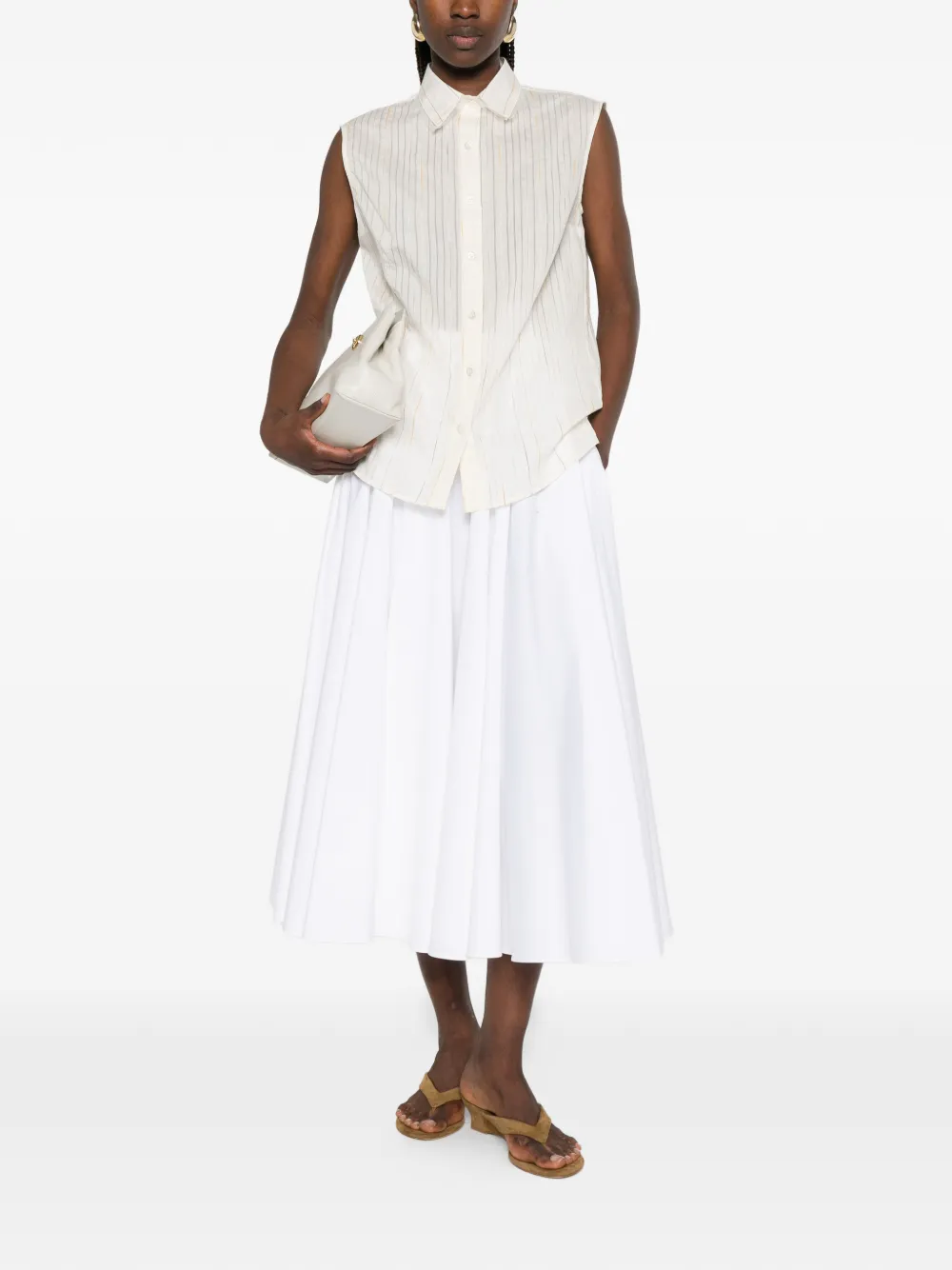 Fabiana Filippi Mouwloze blouse met krijtstreep Beige