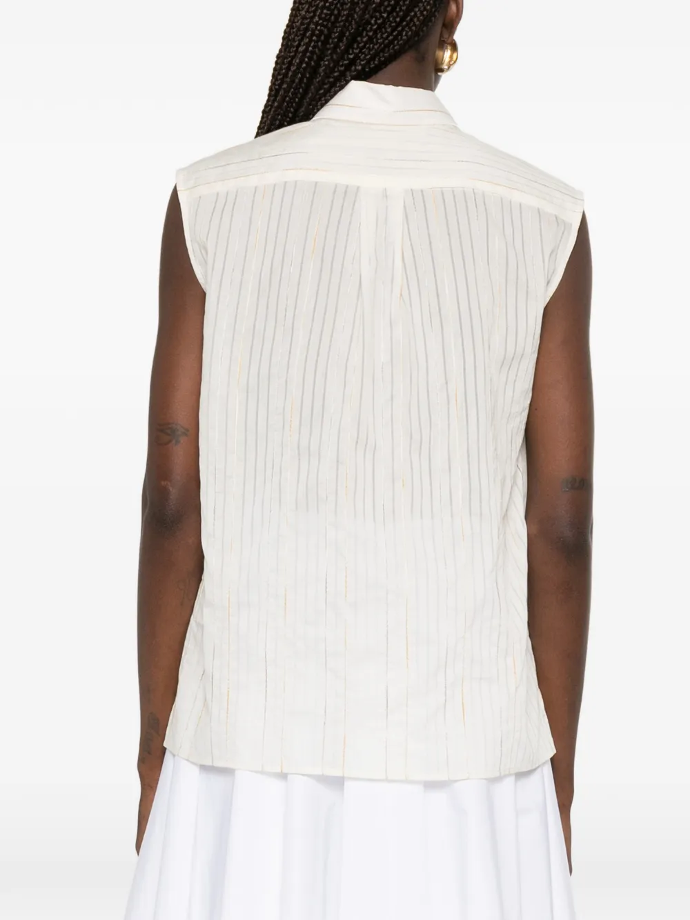 Fabiana Filippi Mouwloze blouse met krijtstreep Beige