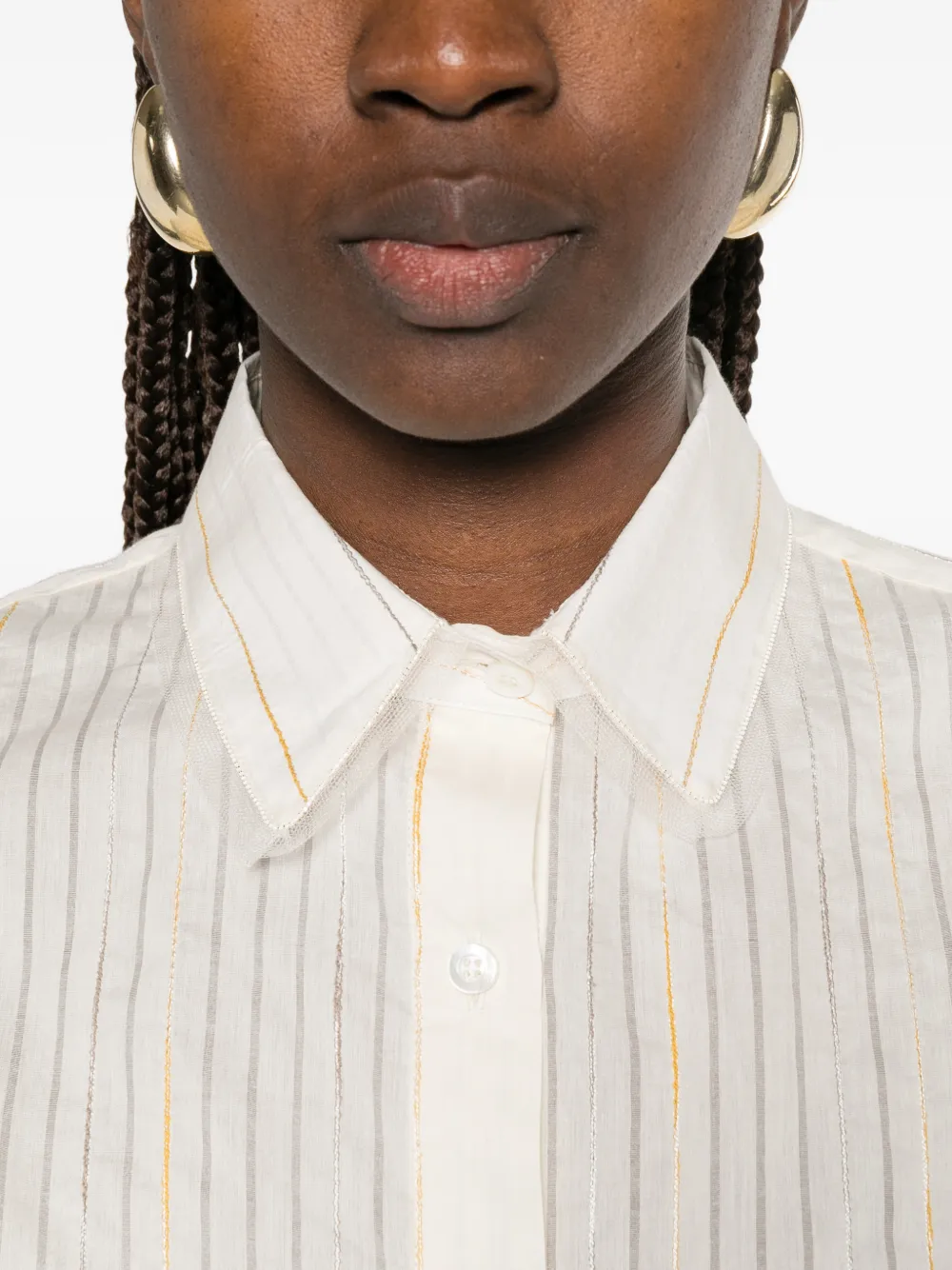 Fabiana Filippi Mouwloze blouse met krijtstreep Beige