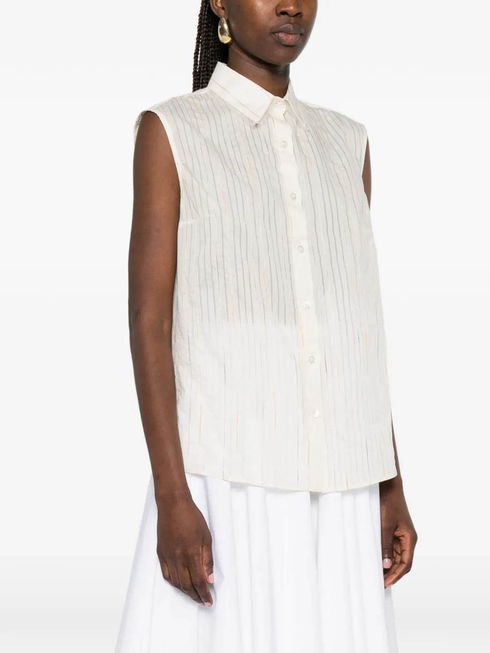Fabiana Filippi Mouwloze blouse met krijtstreep Beige