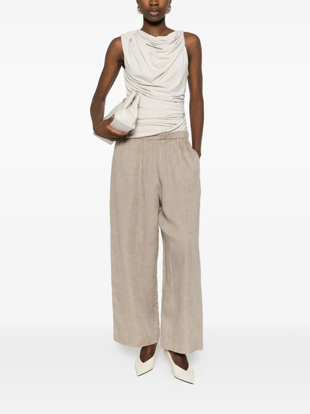 Fabiana Filippi Broek met elastische tailleband Beige