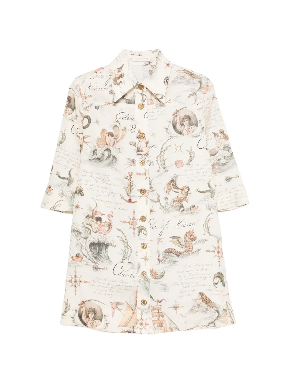 ZIMMERMANN buttoned graphic mini dress - Toni neutri