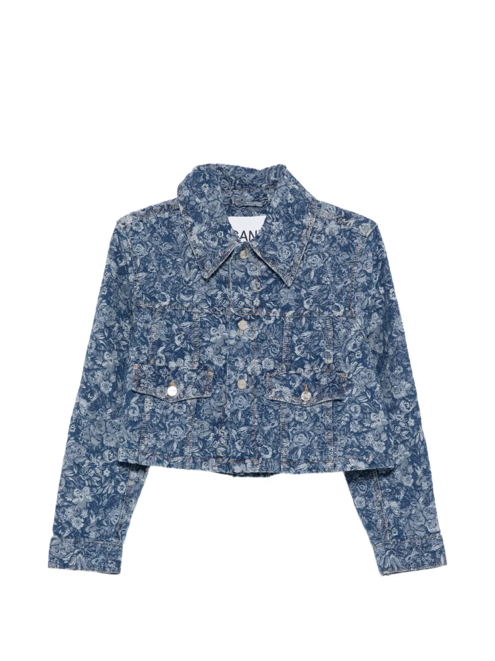 GANNI floral cropped jacket - Blu
