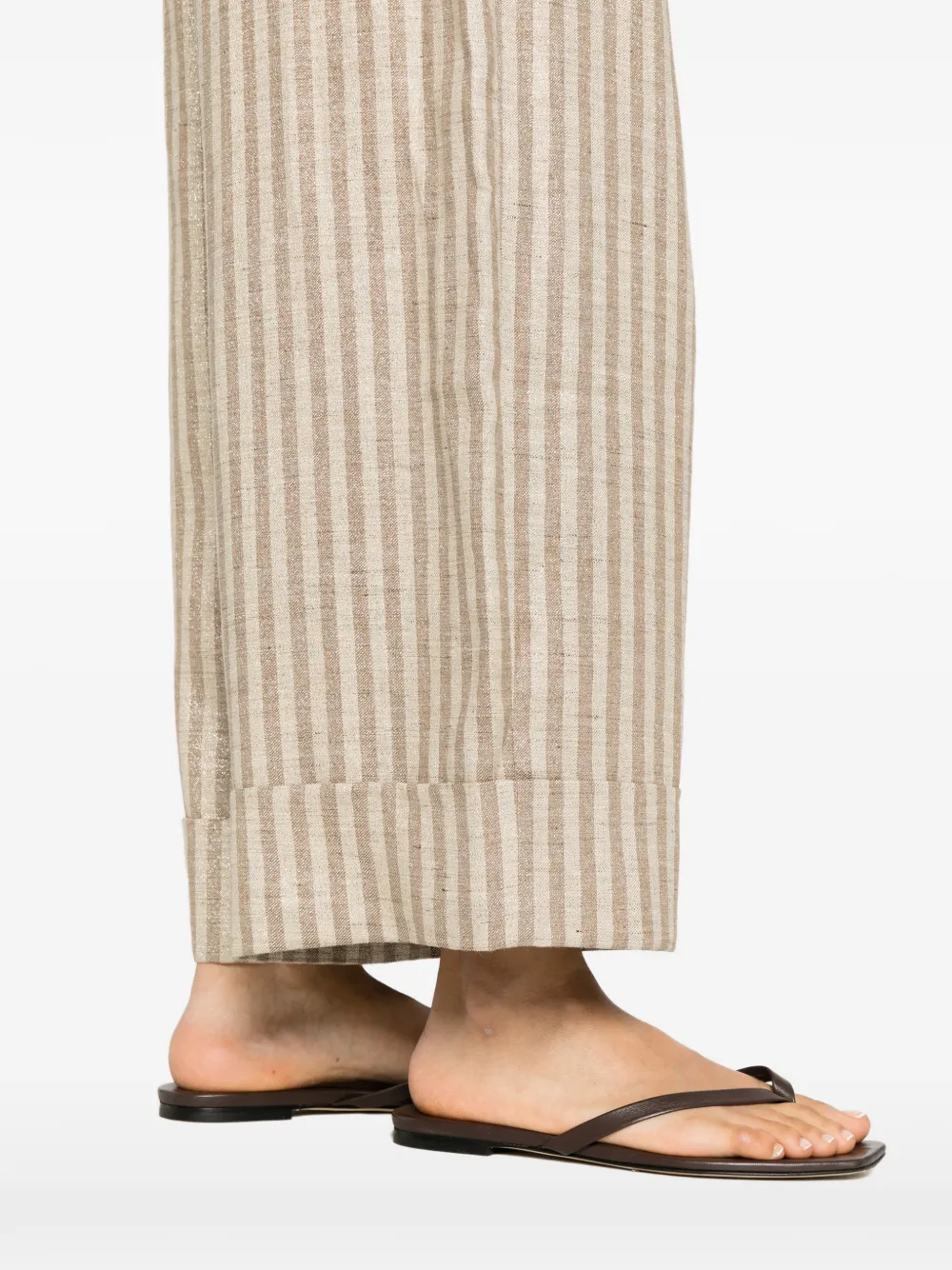 Brunello Cucinelli Gestreepte broek met metallic effect Beige