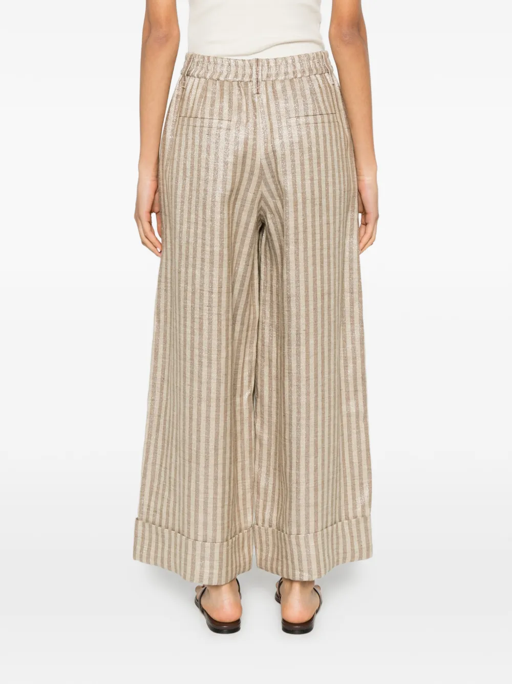 Brunello Cucinelli Gestreepte broek met metallic effect Beige