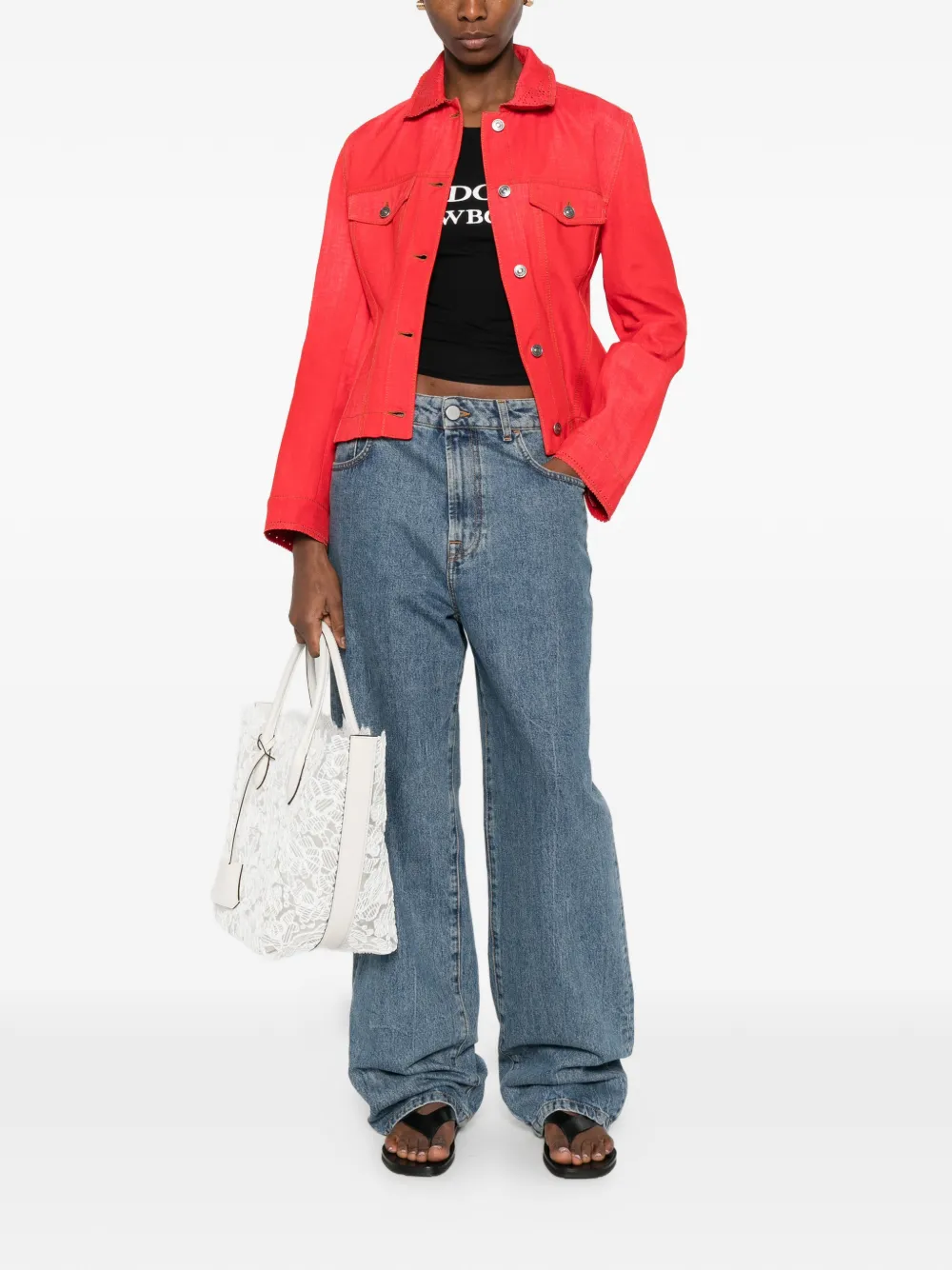  Ermanno Scervino Pointelle-collar Jacket - Red 