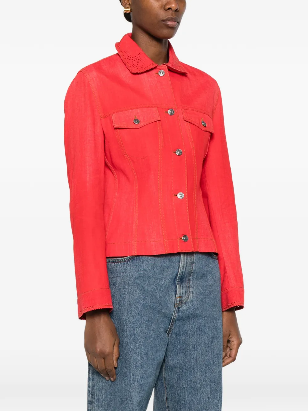  Ermanno Scervino Pointelle-collar Jacket - Red 