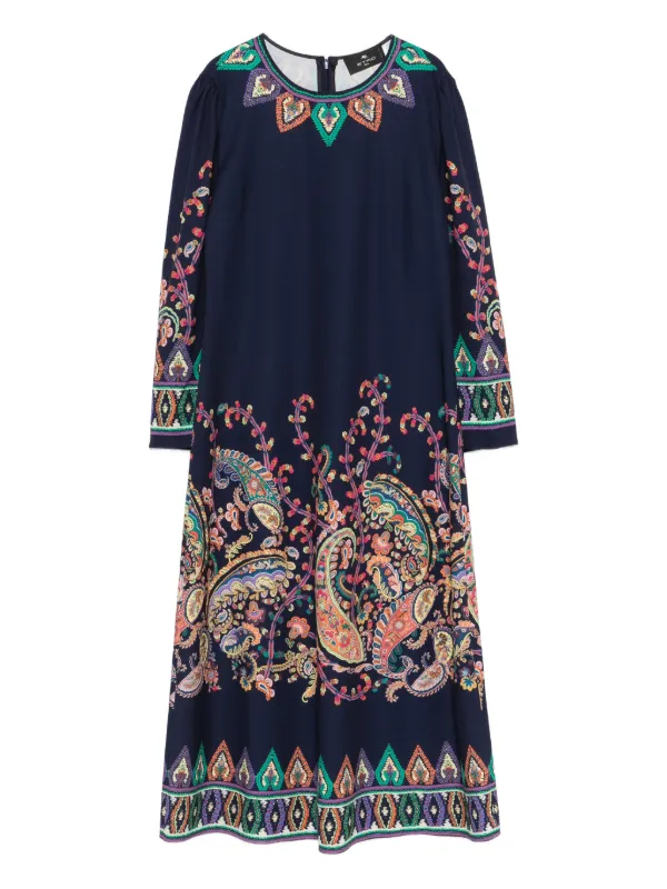 Etro Paisley Print Midi Dress - Blue Etro Paisley Print Midi Dress - Blue