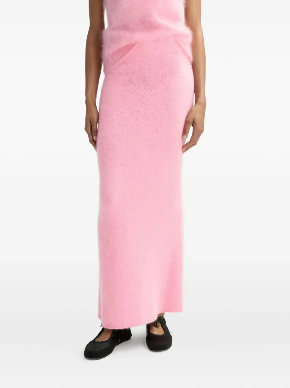 Soft Goat Cashmere Maxi Skirt In Pink