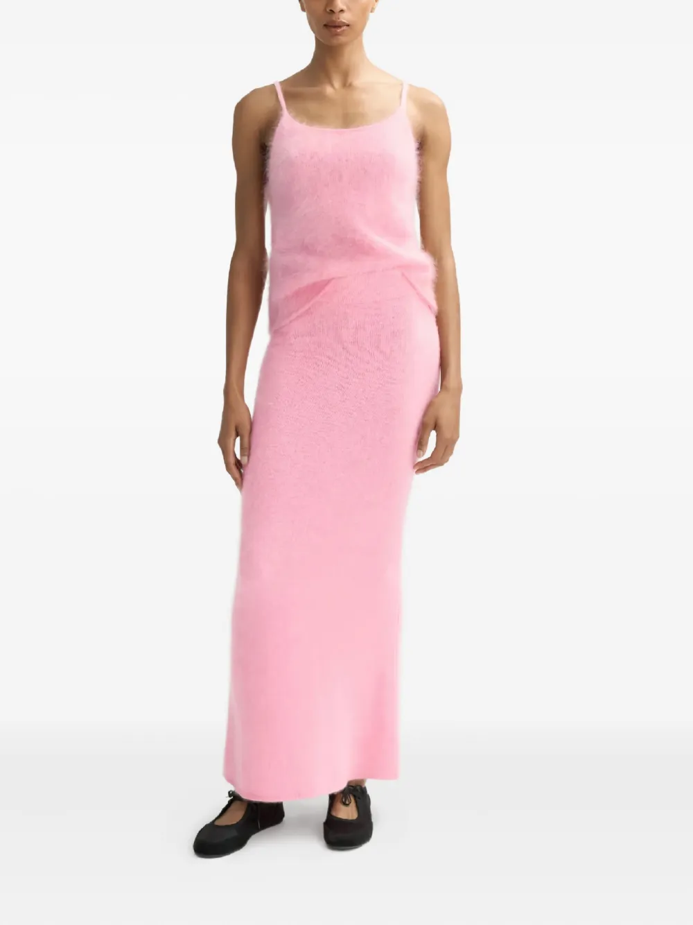 Soft Goat Cashmere Maxi Skirt In Pink
