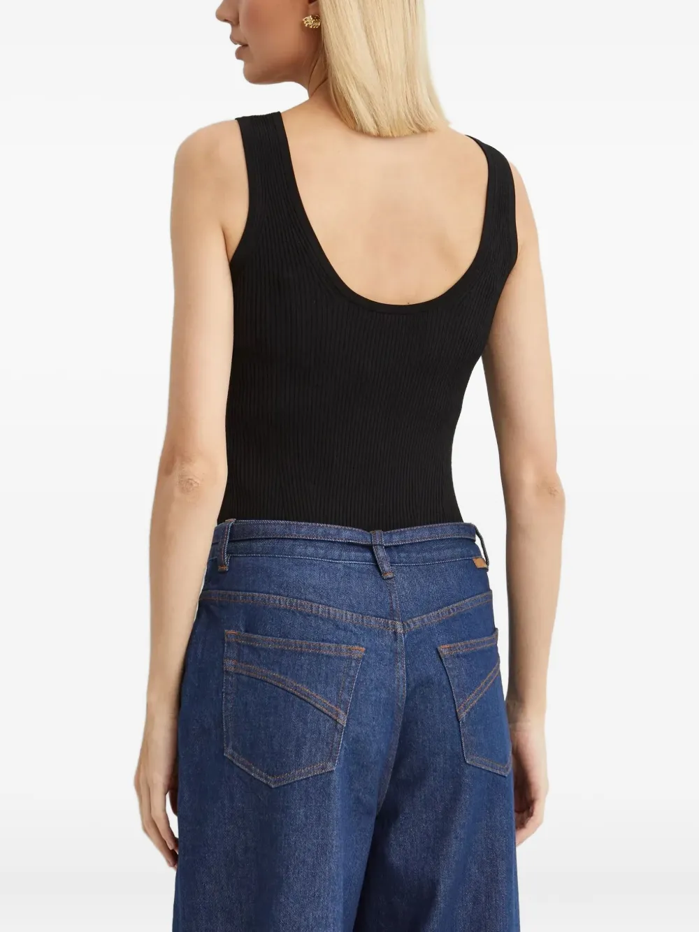 ZIMMERMANN Geribbelde tanktop met diepe ronde hals Zwart