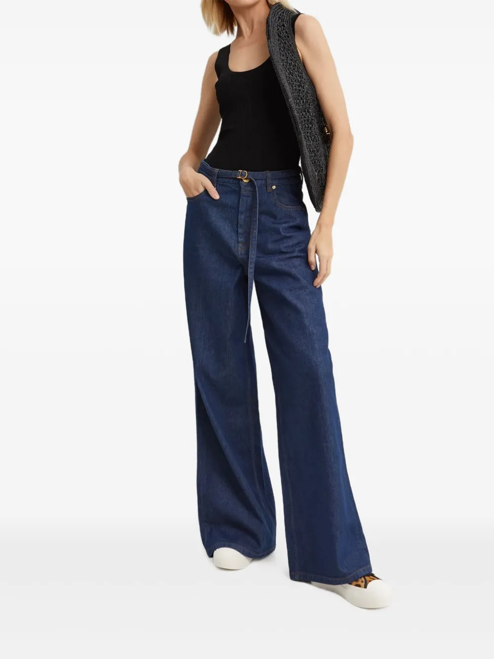 ZIMMERMANN Geribbelde tanktop met diepe ronde hals Zwart