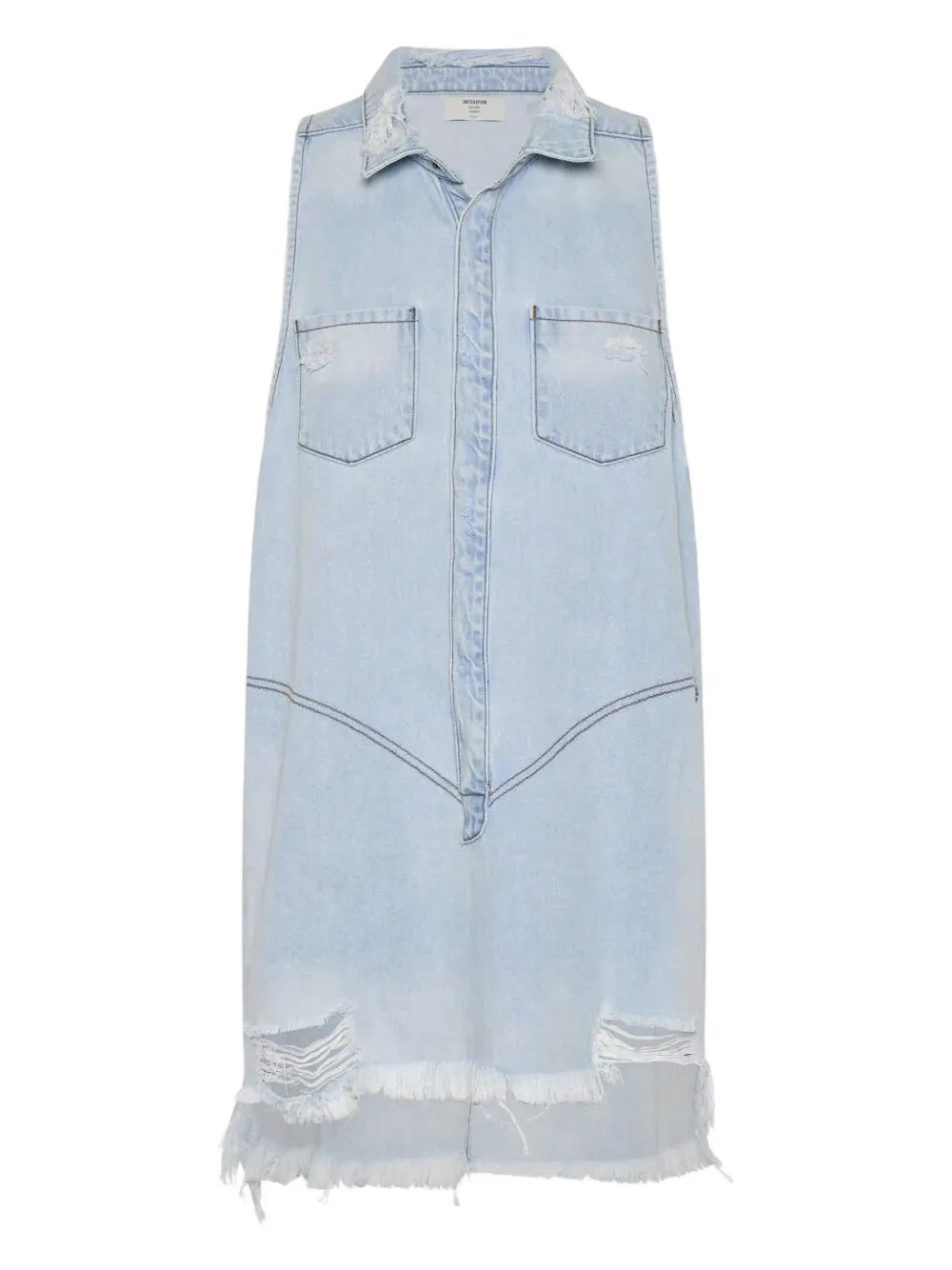 One Teaspoon Frayed Denim Mini Dress In Blue