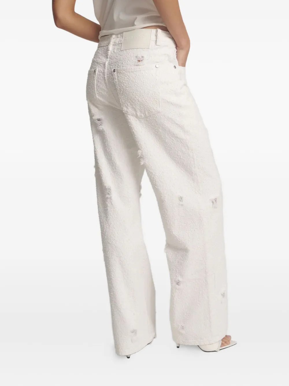 One Teaspoon Jackson gerafeld denim met textuur Wit