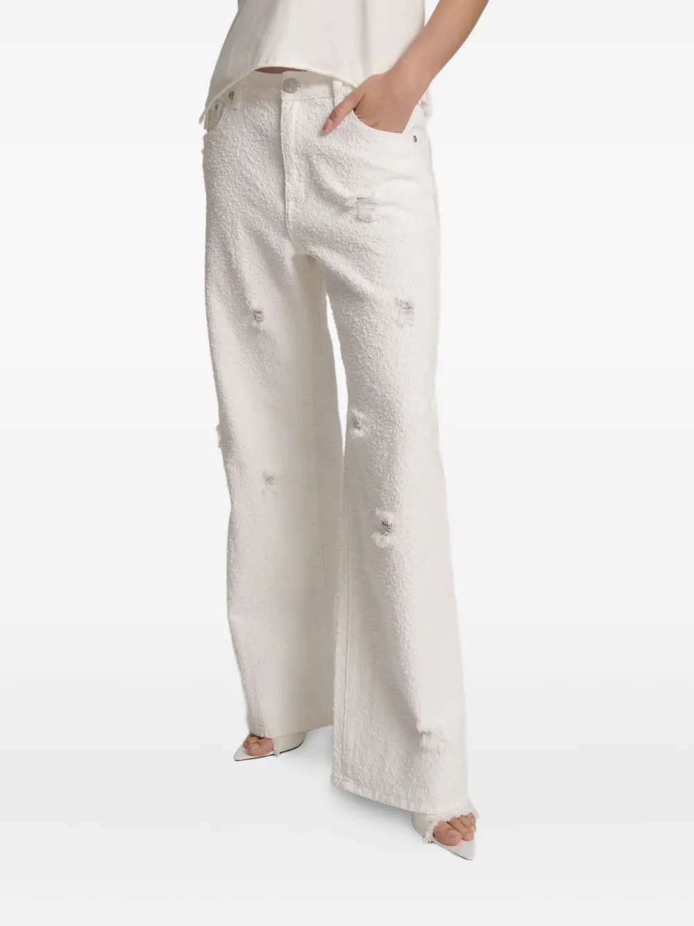 One Teaspoon Jackson gerafeld denim met textuur Wit