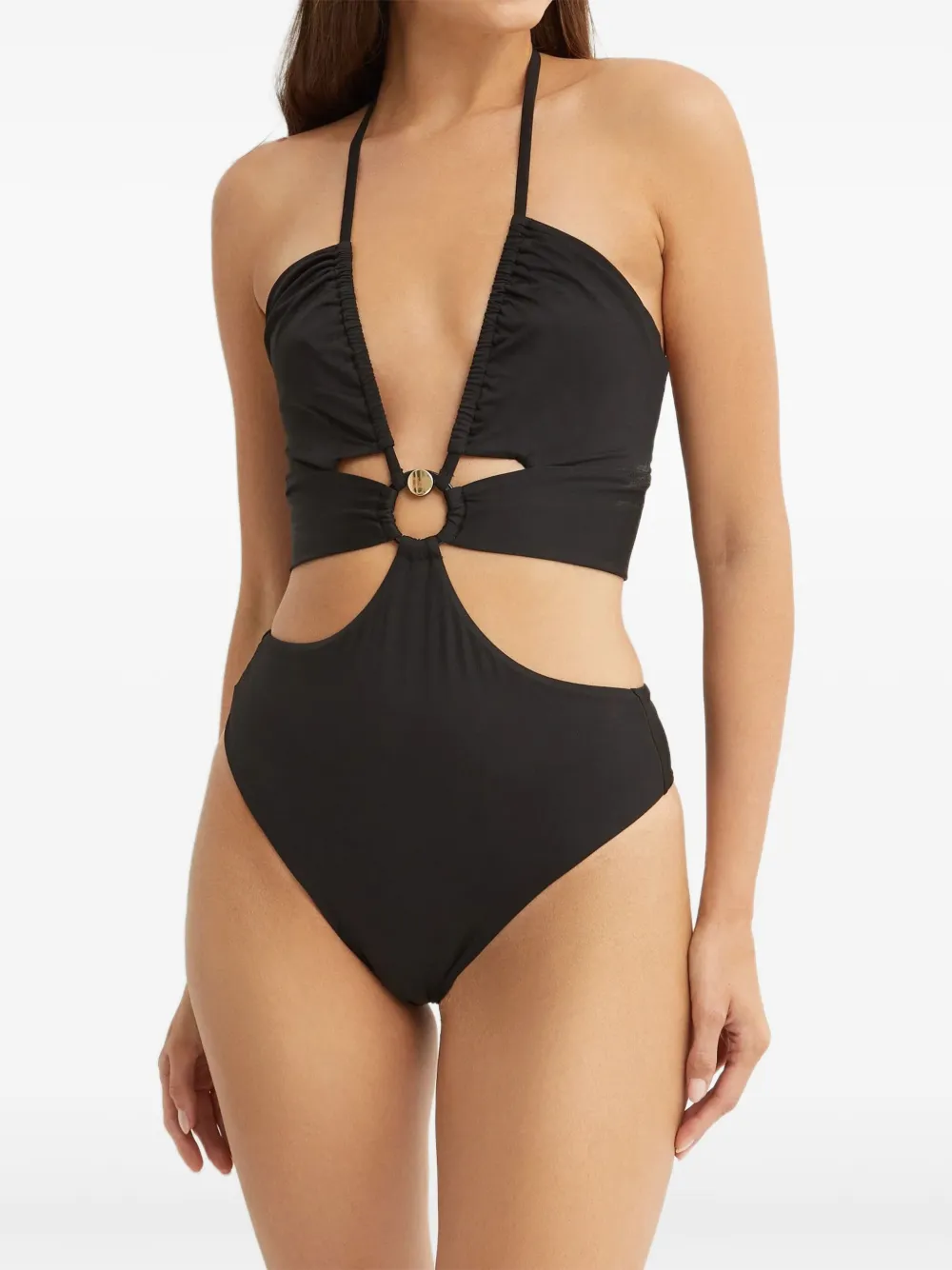 Max Mara Cleopatra Halterneck-cutout Swimsuit In Black