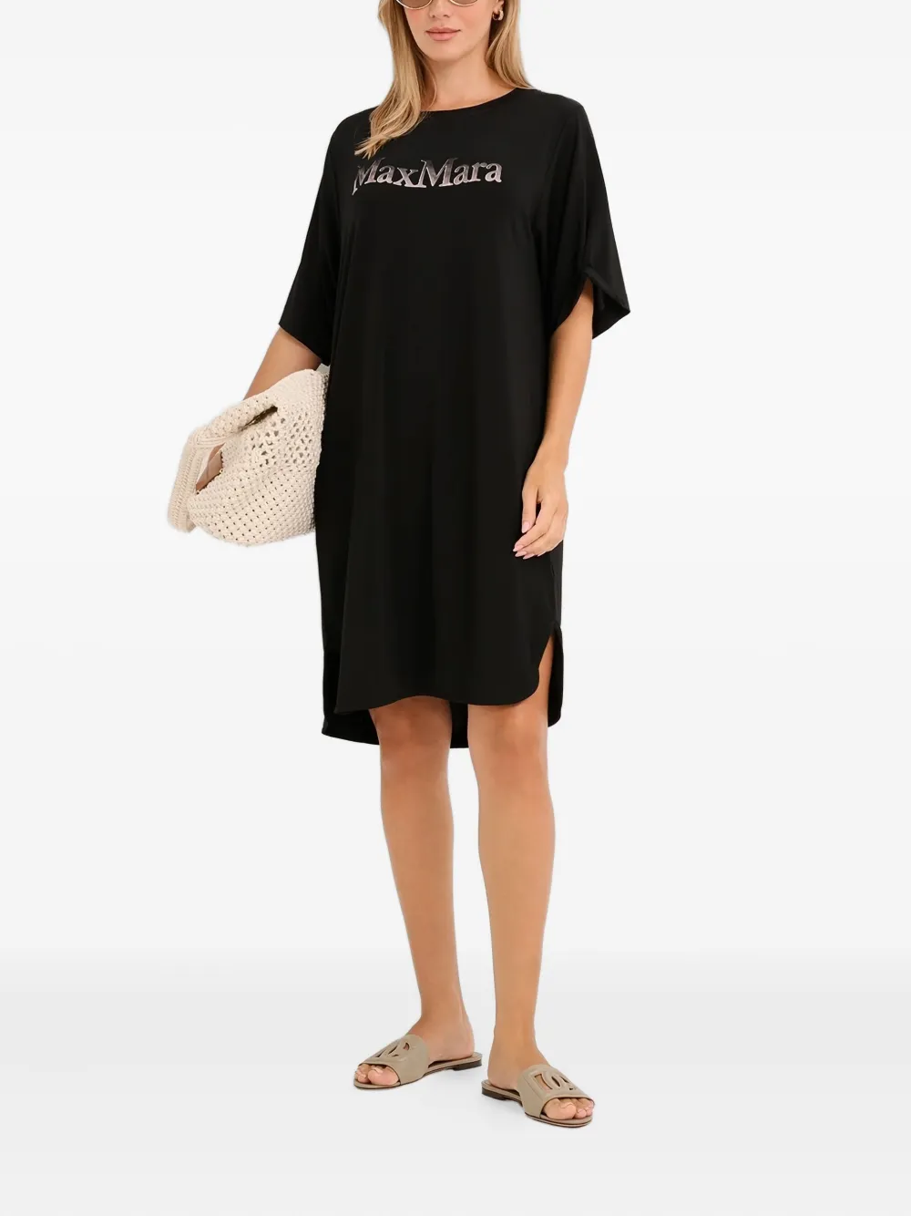 Max Mara Luna Logo Mini Dress In Black