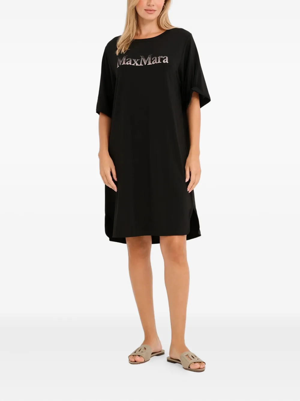 Max Mara Luna Logo Mini Dress In Black
