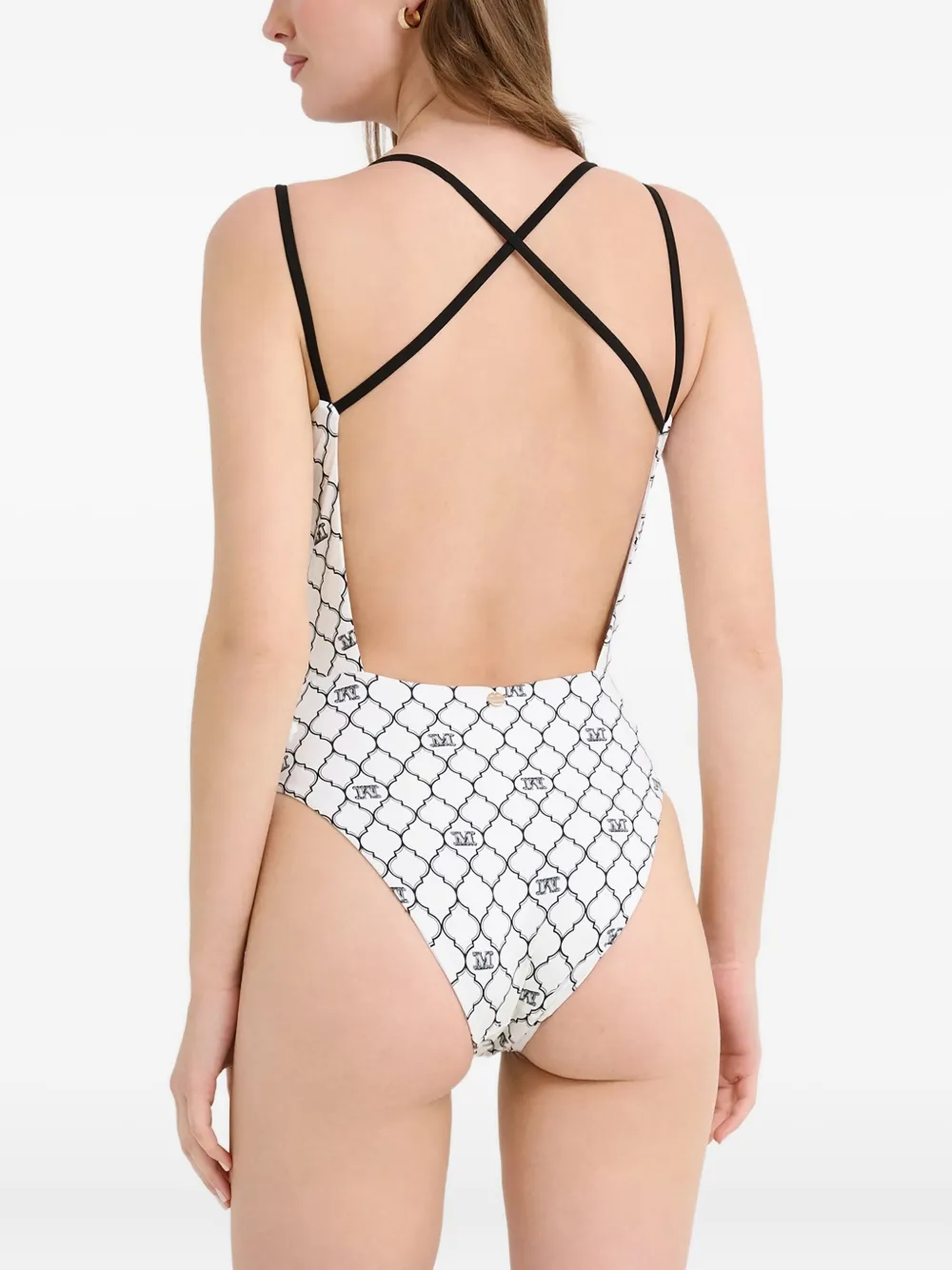 Max Mara Monogram Cora Swimsuit In White