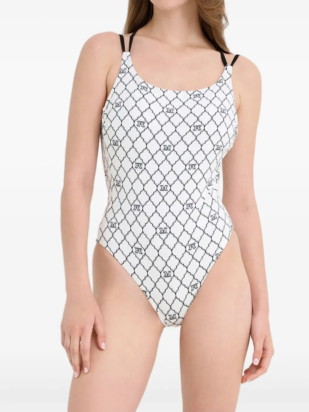 Max Mara Monogram Cora Swimsuit In White