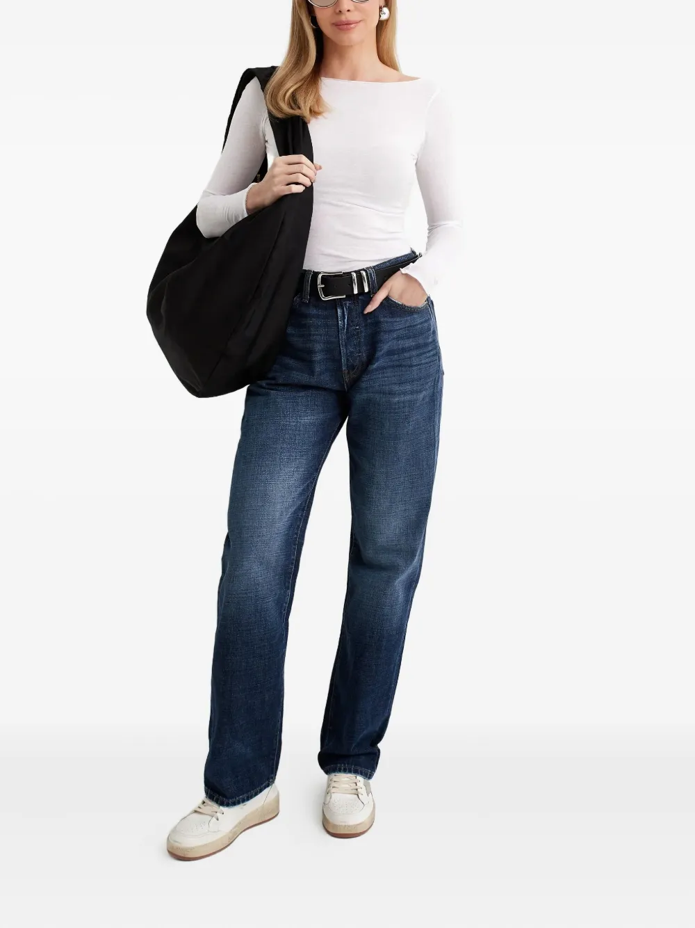  Aya Muse Long-sleeve Boat-neck Top - White 