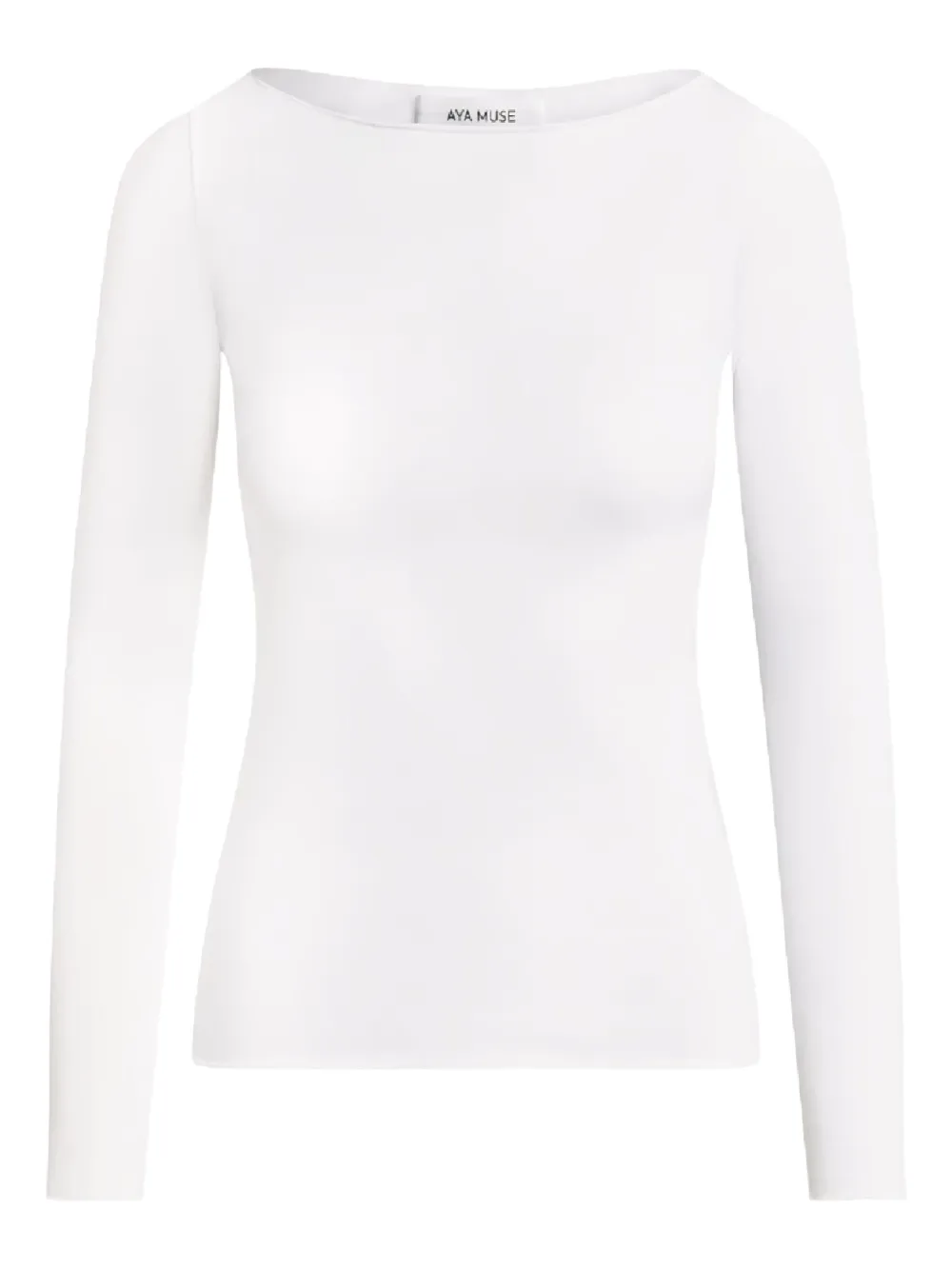 Aya Muse long-sleeve boat-neck top - Bianco