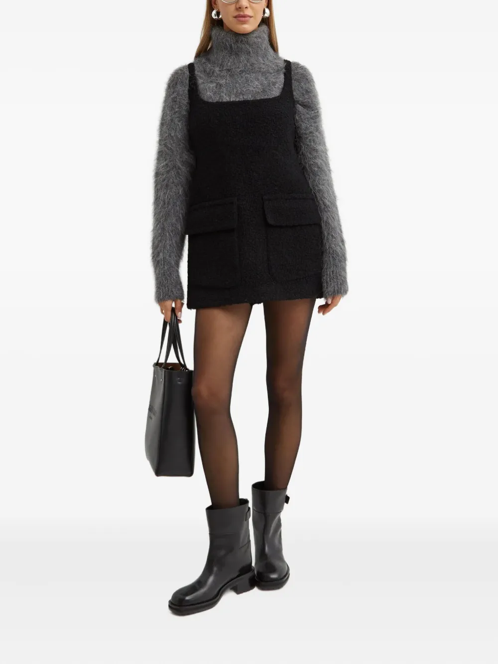 16Arlington Ambra square-neck mini dress - Zwart