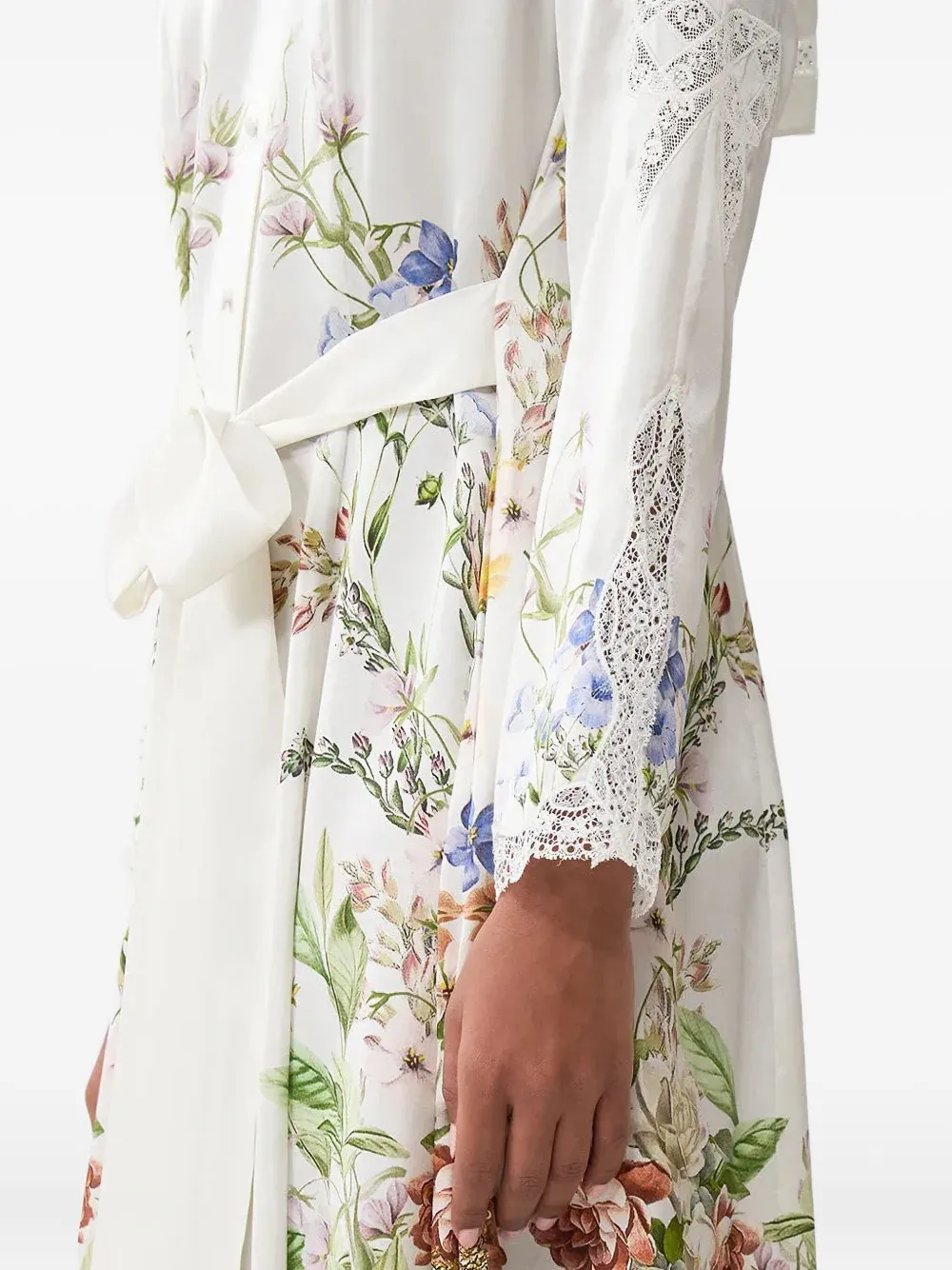 Camilla Floral-print Lace-detail Maxi Dress In White