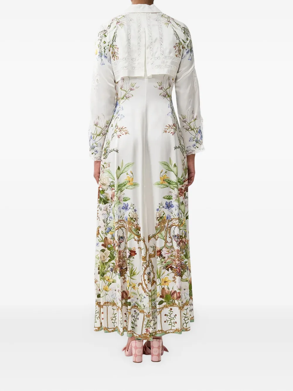 Camilla Floral-print Lace-detail Maxi Dress In White
