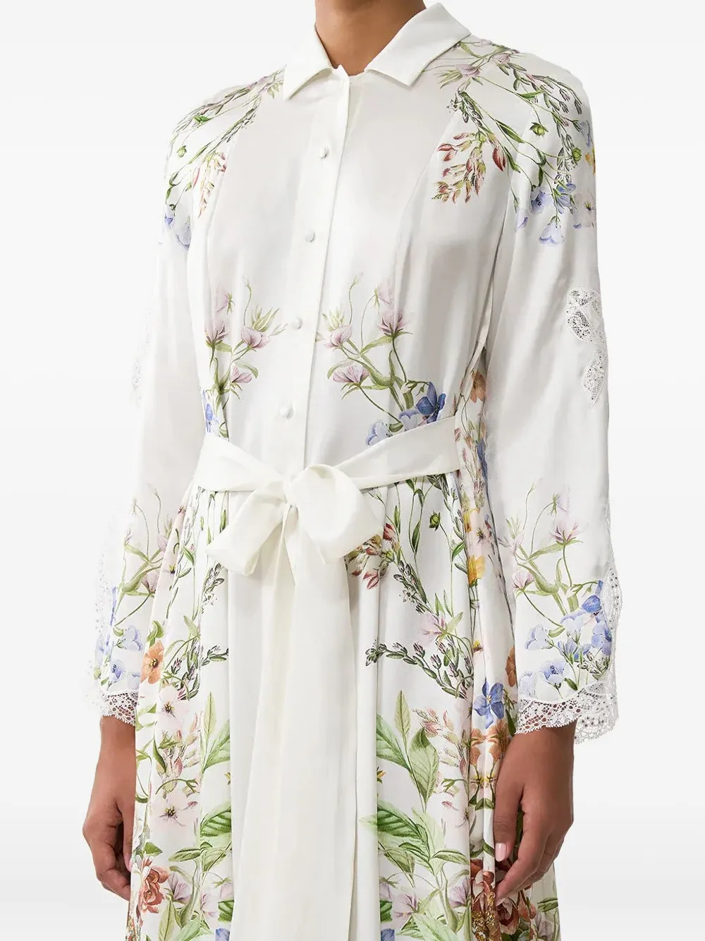 Camilla Floral-print Lace-detail Maxi Dress In White