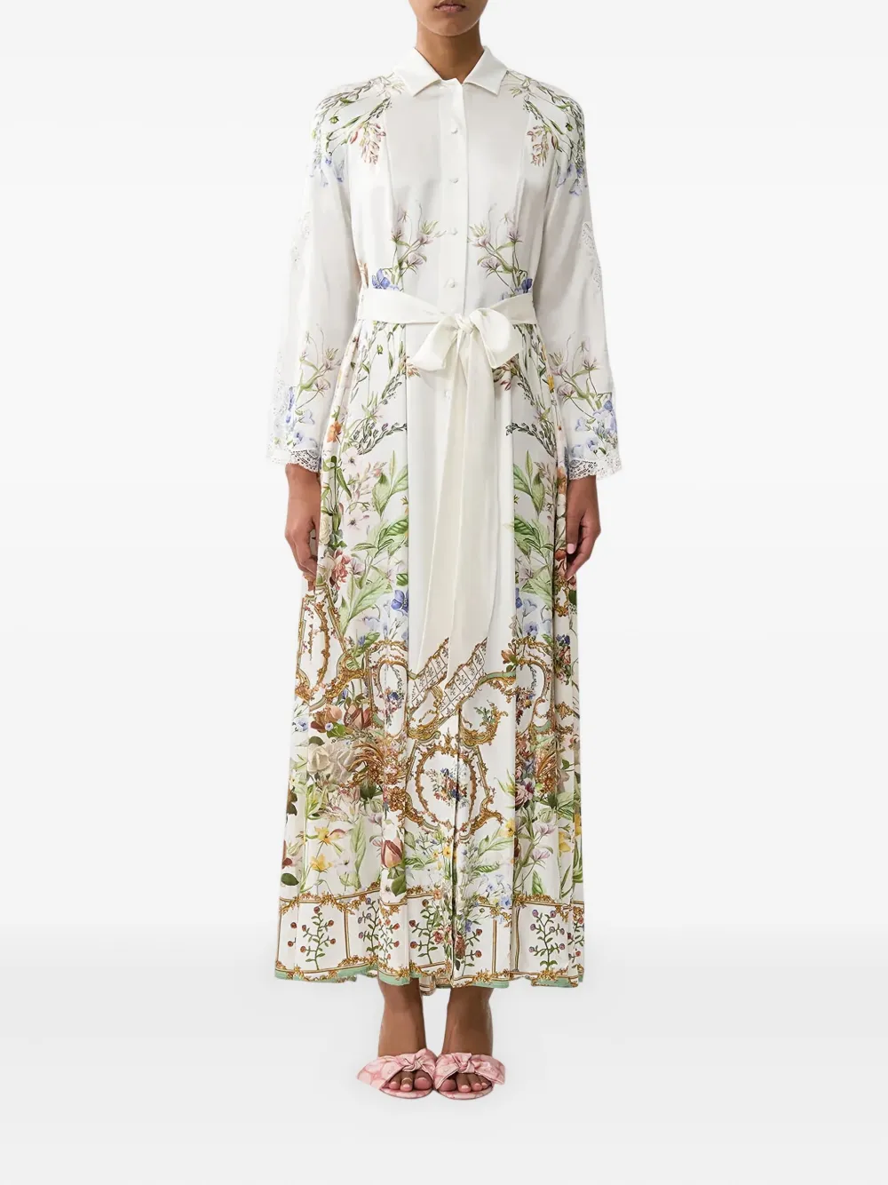 Camilla Floral-print Lace-detail Maxi Dress In White