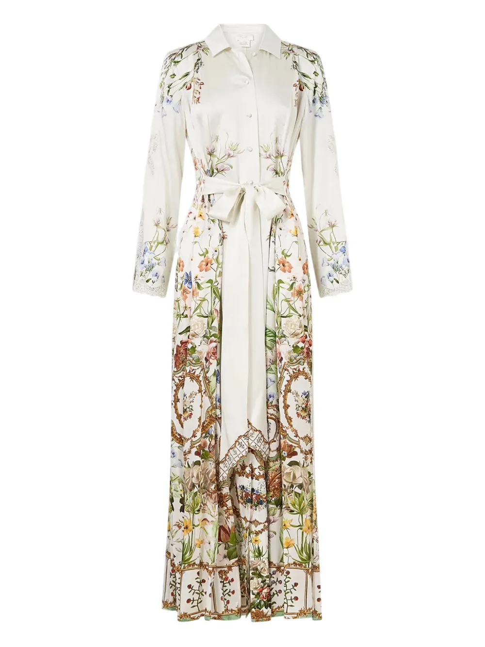 Camilla Floral-print Lace-detail Maxi Dress In White
