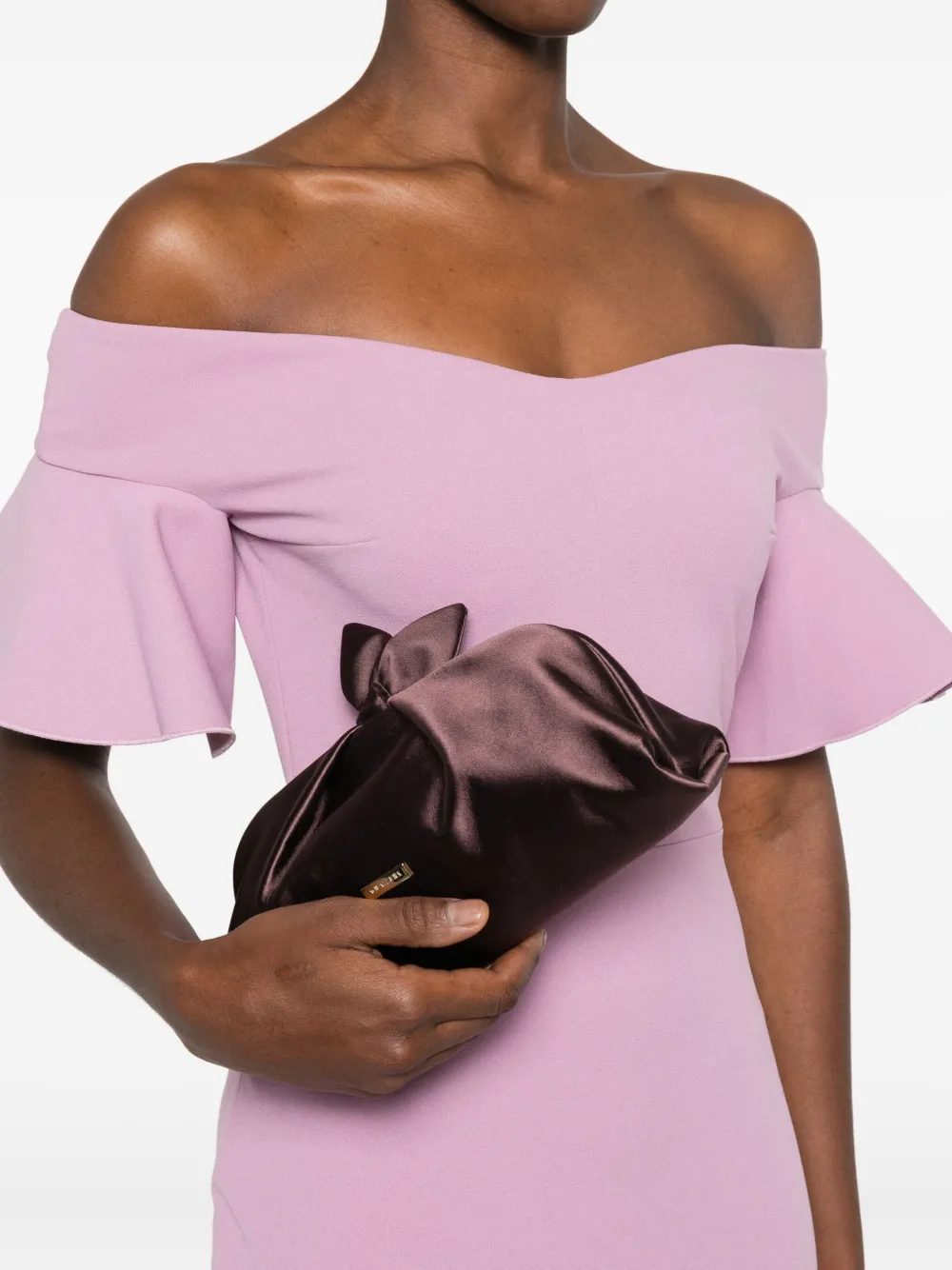 Aquazzura bow chain clutch bag - Bruin