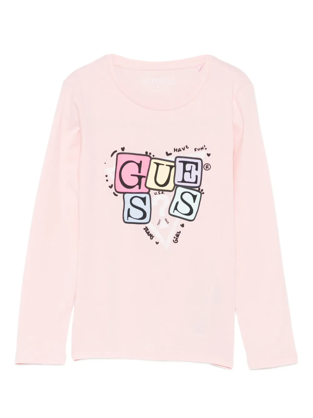 guess kids logo-print long-sleeve top - ピンク guess kids logo-print long-sleeve top - ピンク