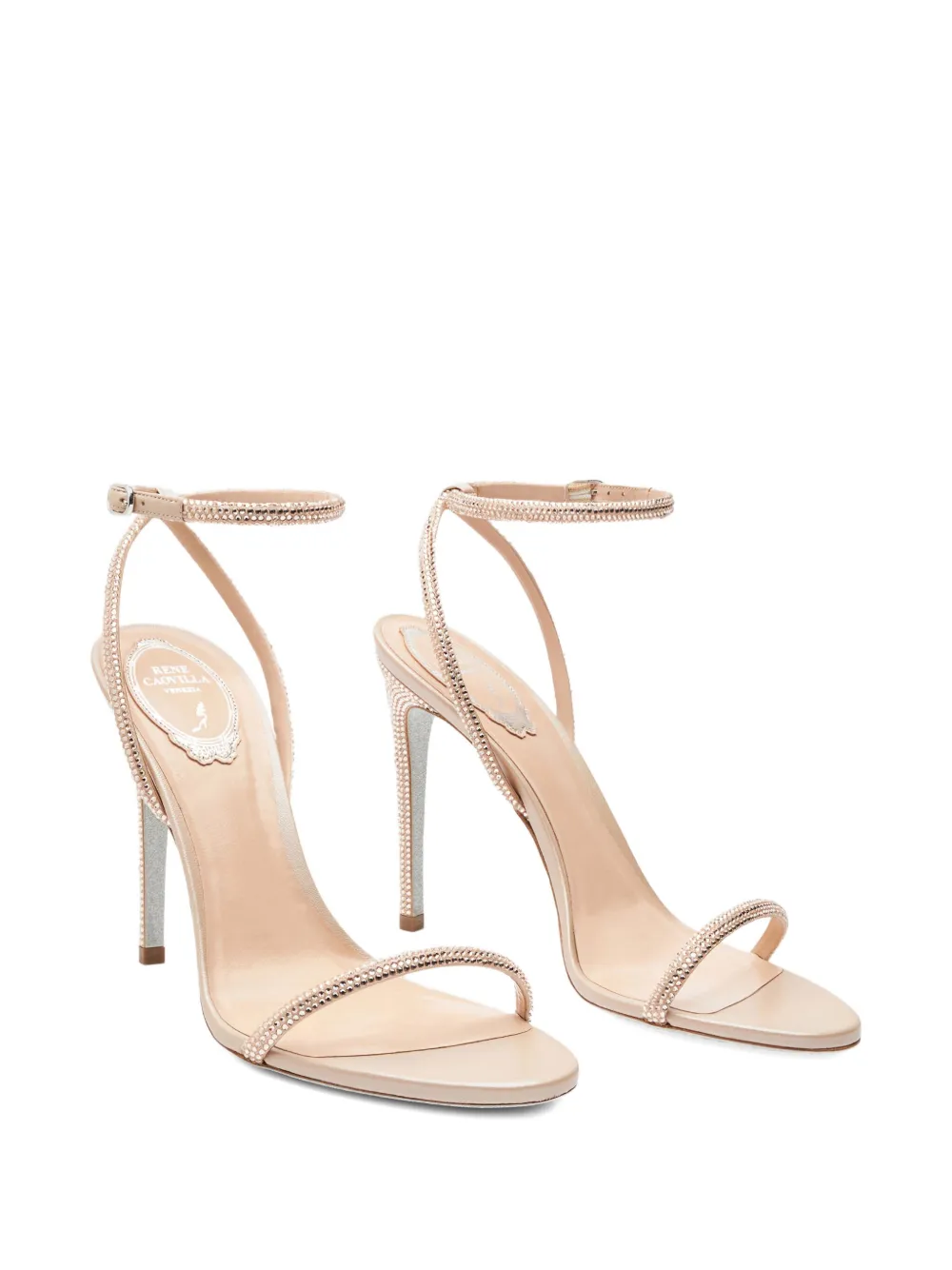 René Caovilla 105mm Ellabrita Crystal-embellished Stiletto-heel Sandals In Brown