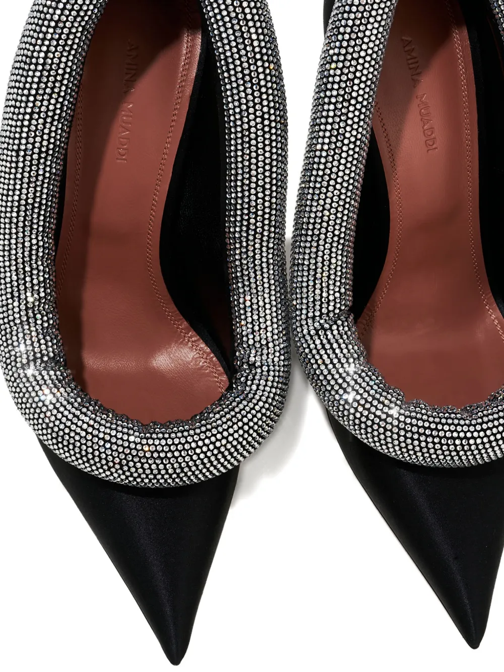 Amina Muaddi 105mm Yoon Crystal-embellished Pointed Pumps In Black