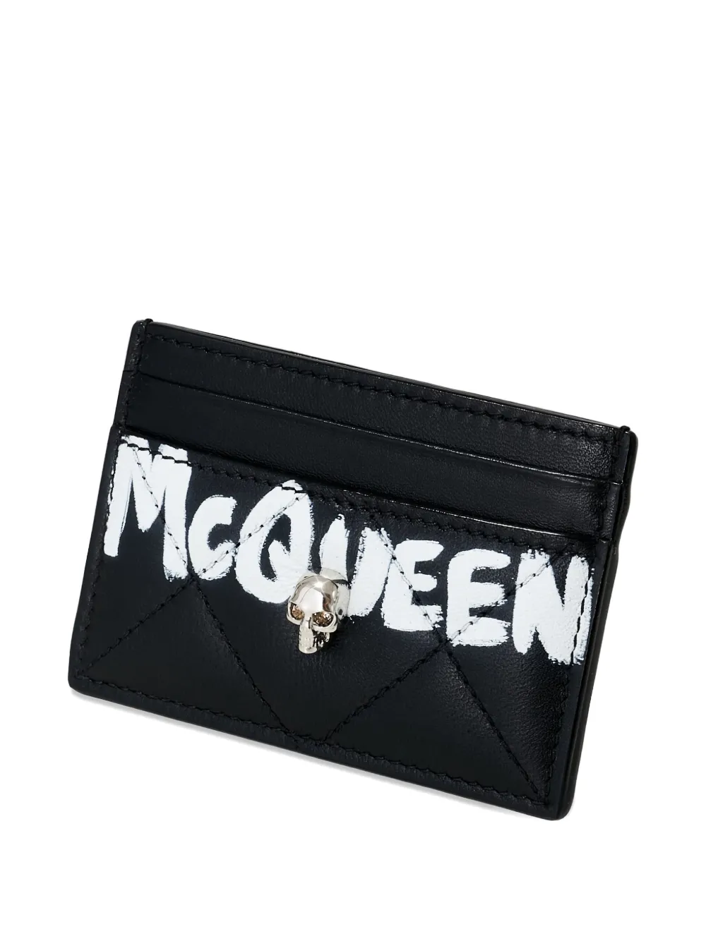 Alexander McQueen Graffiti-print quilted cardholder - Zwart
